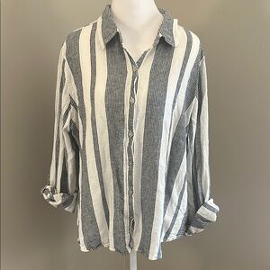 Orvis Blue and White Striped Button Down Shirt, Sz XL